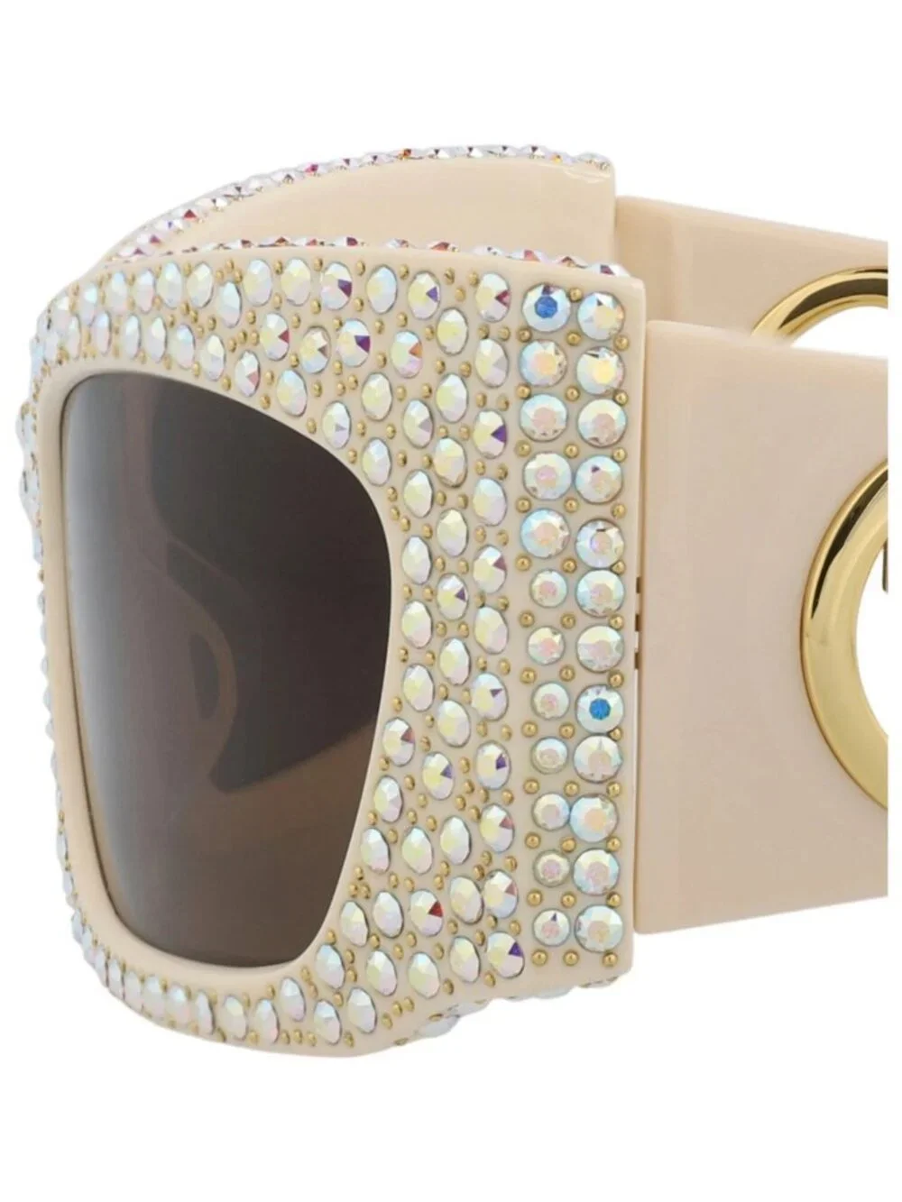 New Gucci Women's Sunglasses Shield Wrap Recycled Acetate Frame Ivory Ivory